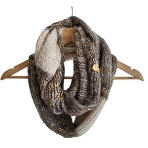 Betsey Johnson Metallic Threaded Cowl Wrap Scarf Earthy Colors